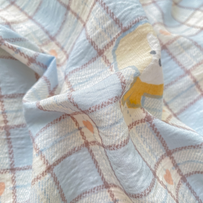 91家纺网 家纺一手货源 找家纺 朵朵家纺 2025新款云感提花双层纱印花单品被套 淘气乐园