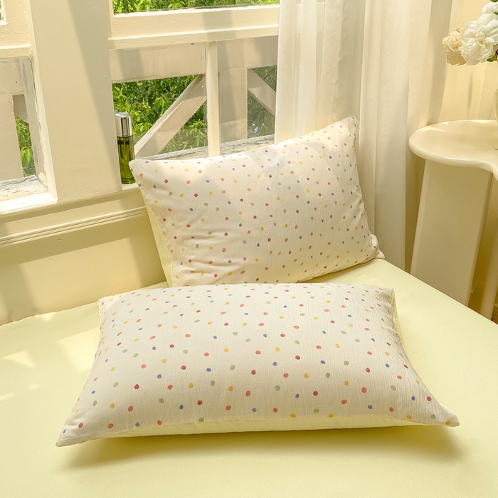 朵朵家纺 2025新款云感提花双层纱印花单品枕套 幻彩波点