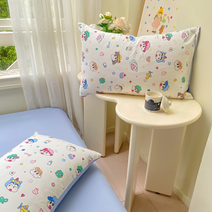 91家纺网 家纺一手货源 找家纺 朵朵家纺 2025新款云感提花双层纱印花单品枕套 快乐重年