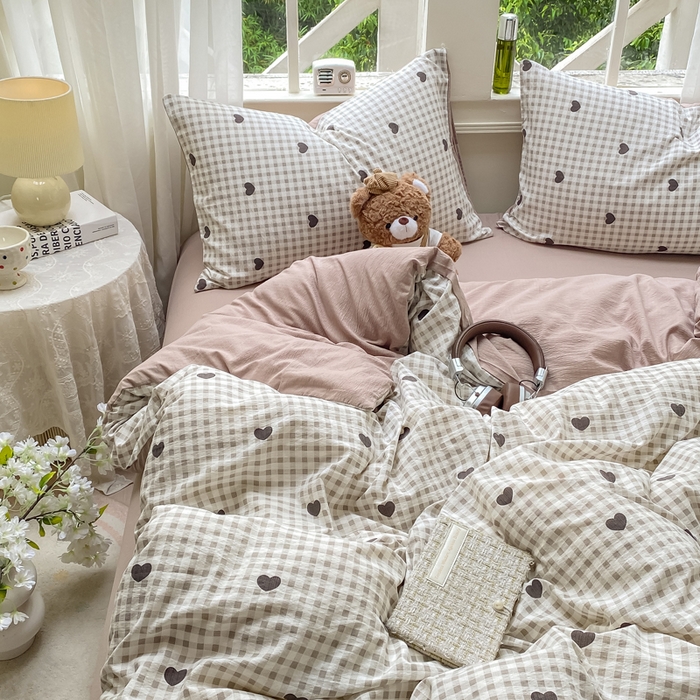 91家纺网 家纺一手货源 找家纺 朵朵家纺 2025新款云感提花双层纱印花单品被套 心动