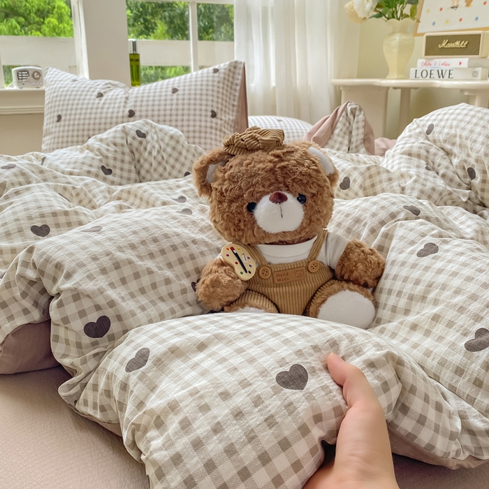 91家纺网 家纺一手货源 找家纺 朵朵家纺 2025新款云感提花双层纱印花单品被套 心动