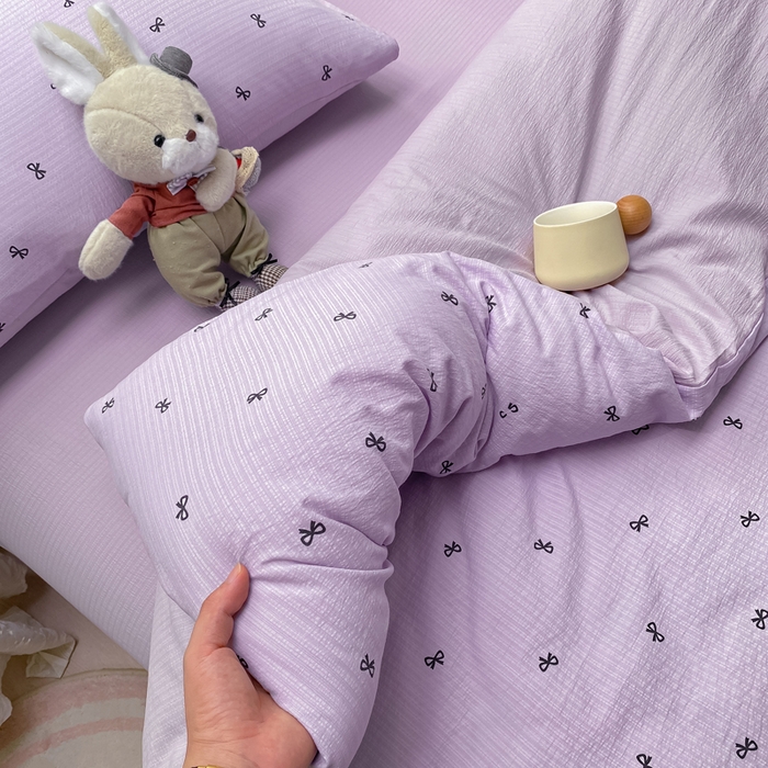 91家纺网 家纺一手货源 找家纺 朵朵家纺 2025新款云感提花双层纱印花单品被套 幸运结