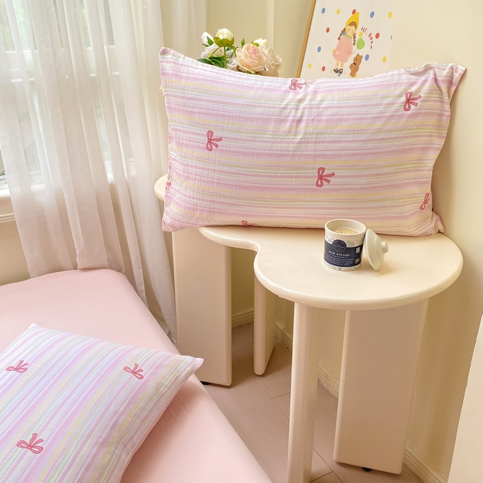 91家纺网 家纺一手货源 找家纺 朵朵家纺 2025新款云感提花双层纱印花单品枕套 情人节