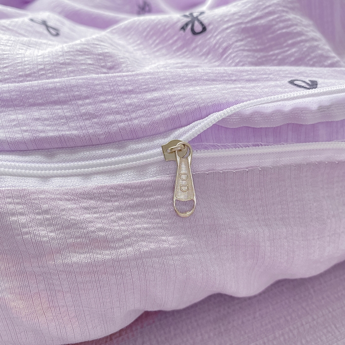 91家纺网 家纺一手货源 找家纺 朵朵家纺 2025新款云感提花双层纱印花单品被套 幸运结