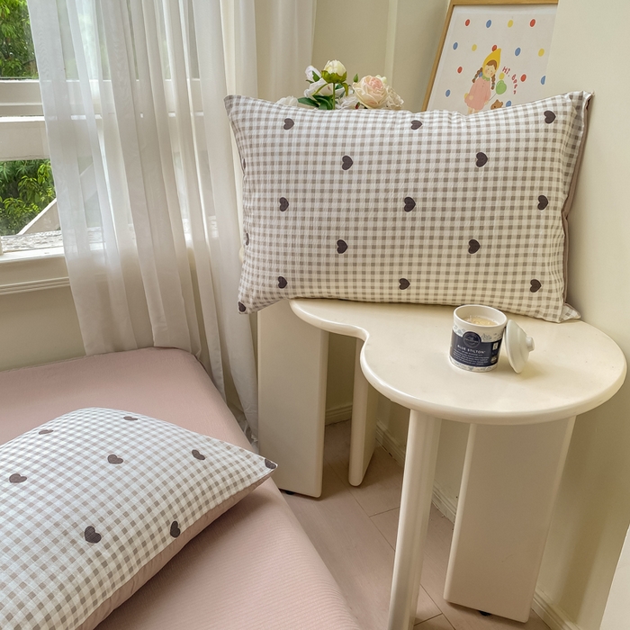 91家纺网 家纺一手货源 找家纺 朵朵家纺 2025新款云感提花双层纱印花单品枕套 心动