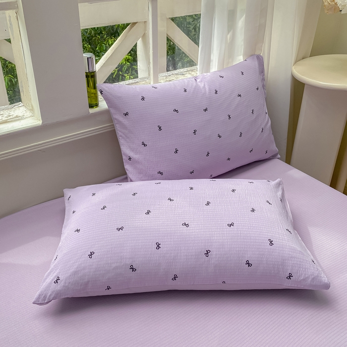 朵朵家纺 2025新款云感提花双层纱印花单品枕套 幸运结