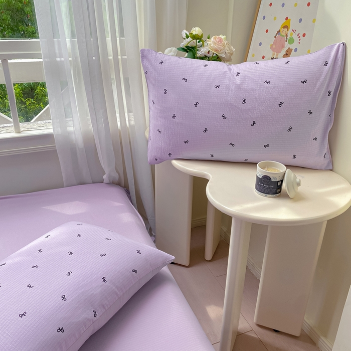 91家纺网 家纺一手货源 找家纺 朵朵家纺 2025新款云感提花双层纱印花单品枕套 幸运结