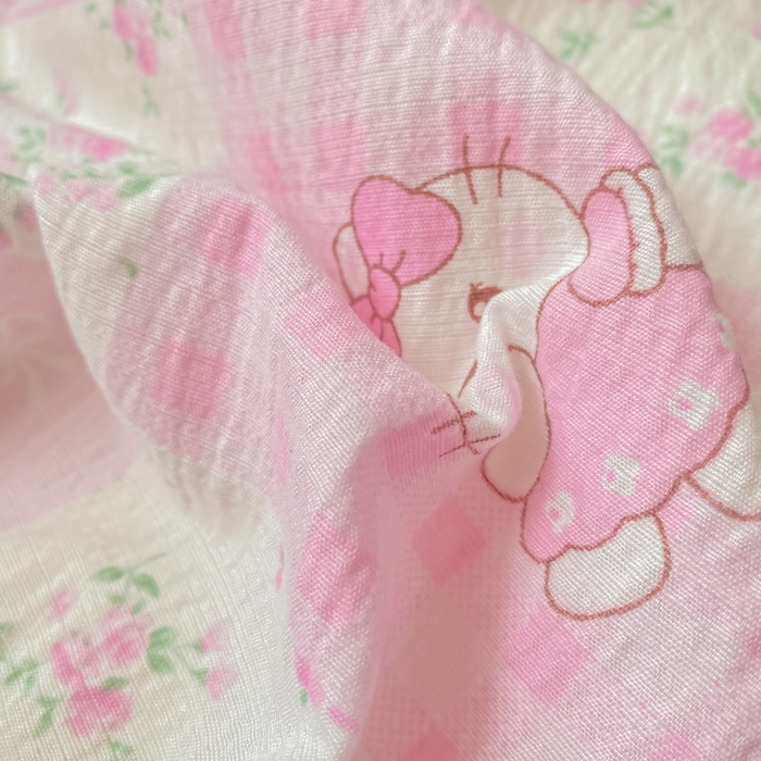 91家纺网 家纺一手货源 找家纺 朵朵家纺 2025新款云感提花双层纱印花单品被套 KT花园