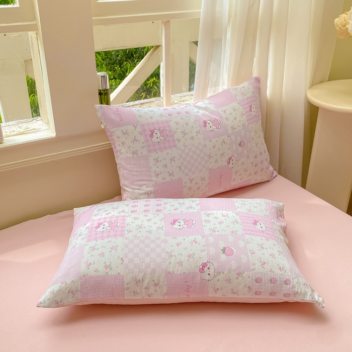 朵朵家纺 2025新款云感提花双层纱印花单品枕套 KT花园