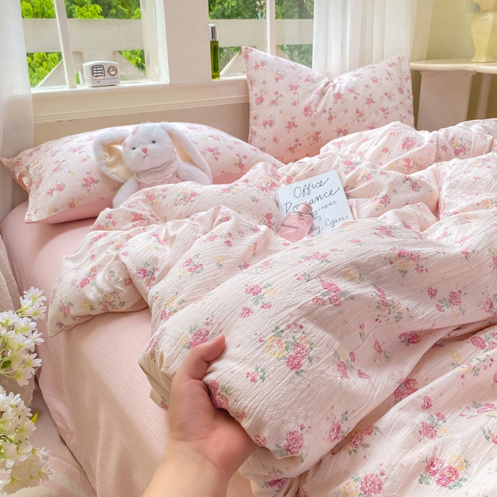 91家纺网 家纺一手货源 找家纺 （总）朵朵家纺 2025新款云感提花双层纱印花单品被套