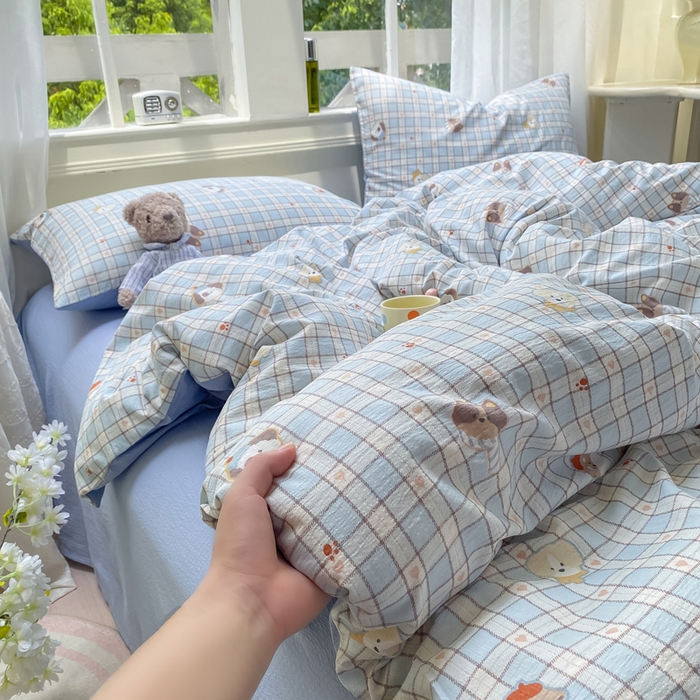 91家纺网 家纺一手货源 找家纺 （总）朵朵家纺 2025新款云感提花双层纱印花单品被套