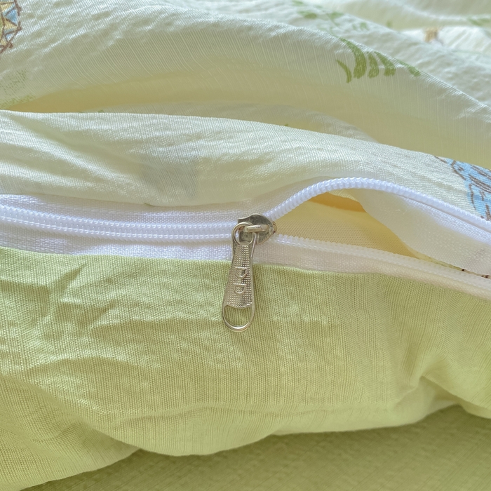 91家纺网 家纺一手货源 找家纺 朵朵家纺 2025新款云感提花双层纱印花单品被套 音乐派