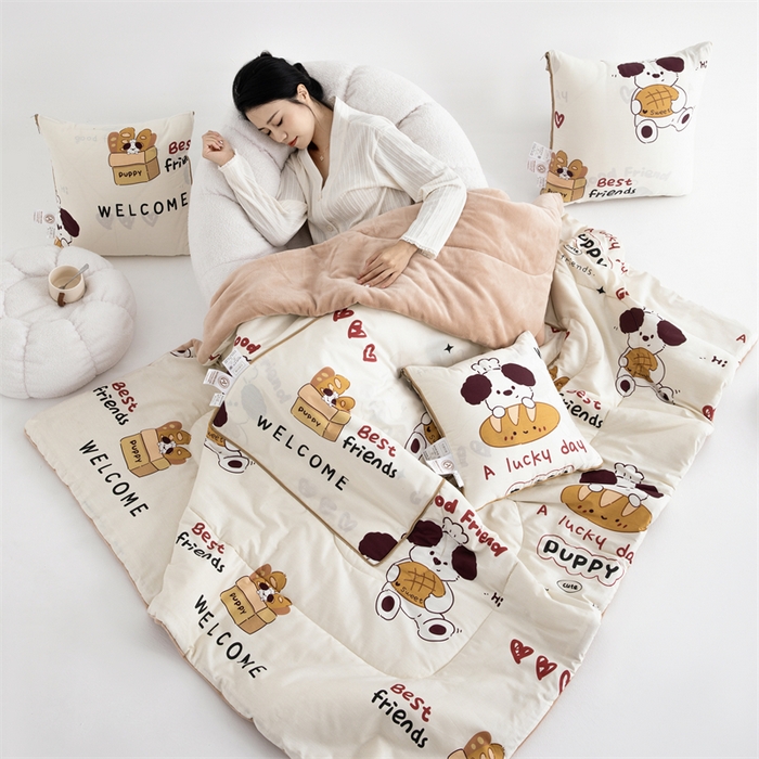 91家纺网 家纺一手货源 找家纺 照世家纺 2025新款A类棉加绒抗菌抱枕被系列 （控价：不能低于以下：小79，中号99，大120，加大140，超大160；低于零售价的链接，一经发现直接投诉下架，感谢大家的支持） 方糖起司