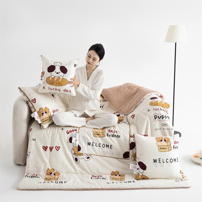 91家纺网 家纺一手货源 找家纺 照世家纺 2025新款A类棉加绒抗菌抱枕被系列 （控价：不能低于以下：小79，中号99，大120，加大140，超大160；低于零售价的链接，一经发现直接投诉下架，感谢大家的支持） 方糖起司