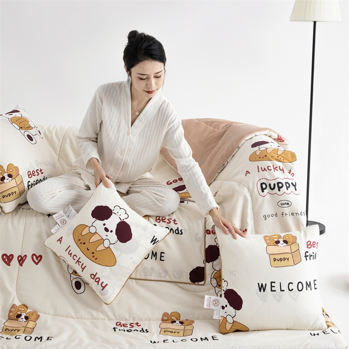 91家纺网 家纺一手货源 找家纺 照世家纺 2025新款A类棉加绒抗菌抱枕被系列 （控价：不能低于以下：小79，中号99，大120，加大140，超大160；低于零售价的链接，一经发现直接投诉下架，感谢大家的支持） 方糖起司