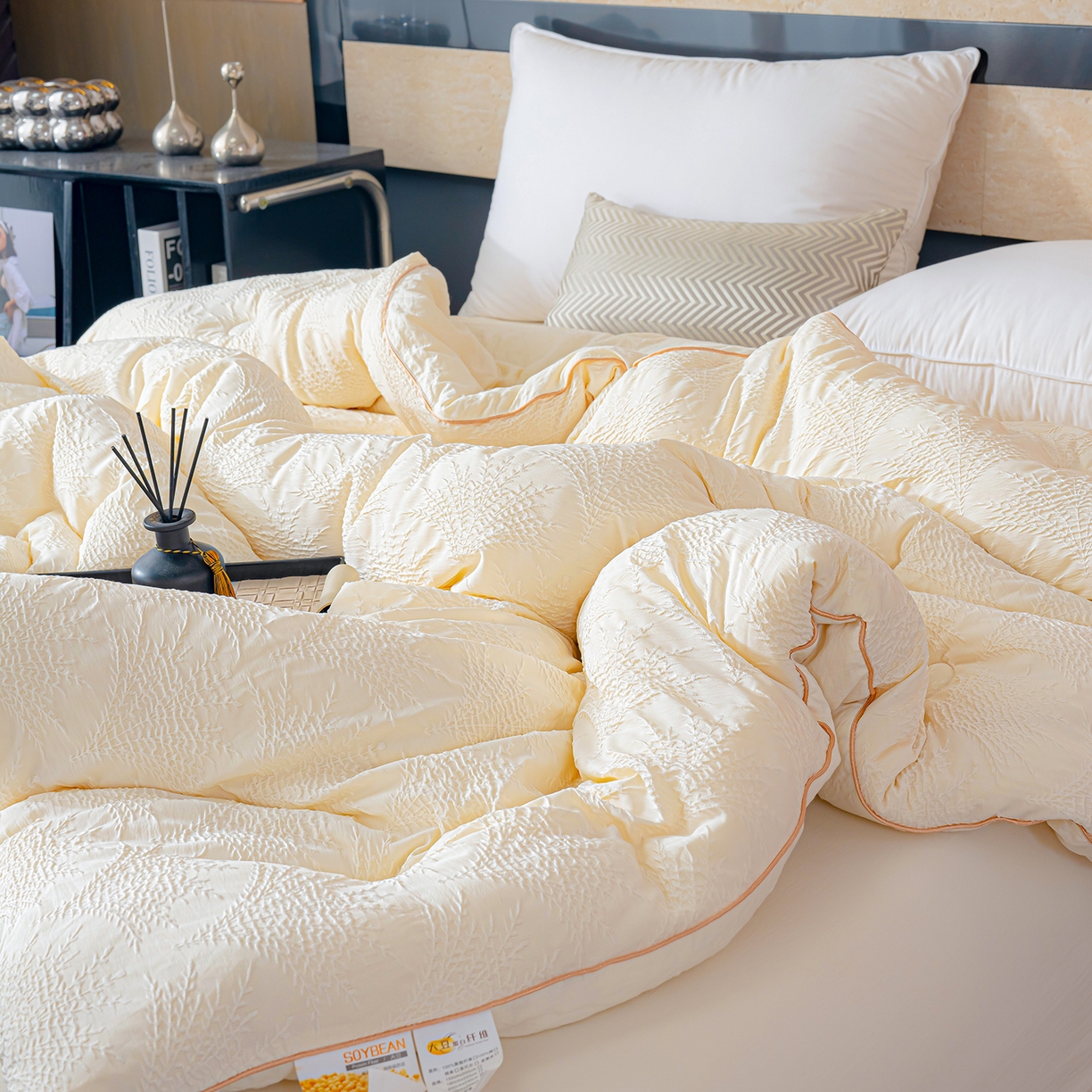 91家纺网 家纺一手货源 找家纺 （总）蓝冰家纺 2025新款发财树提花大豆被被子被芯