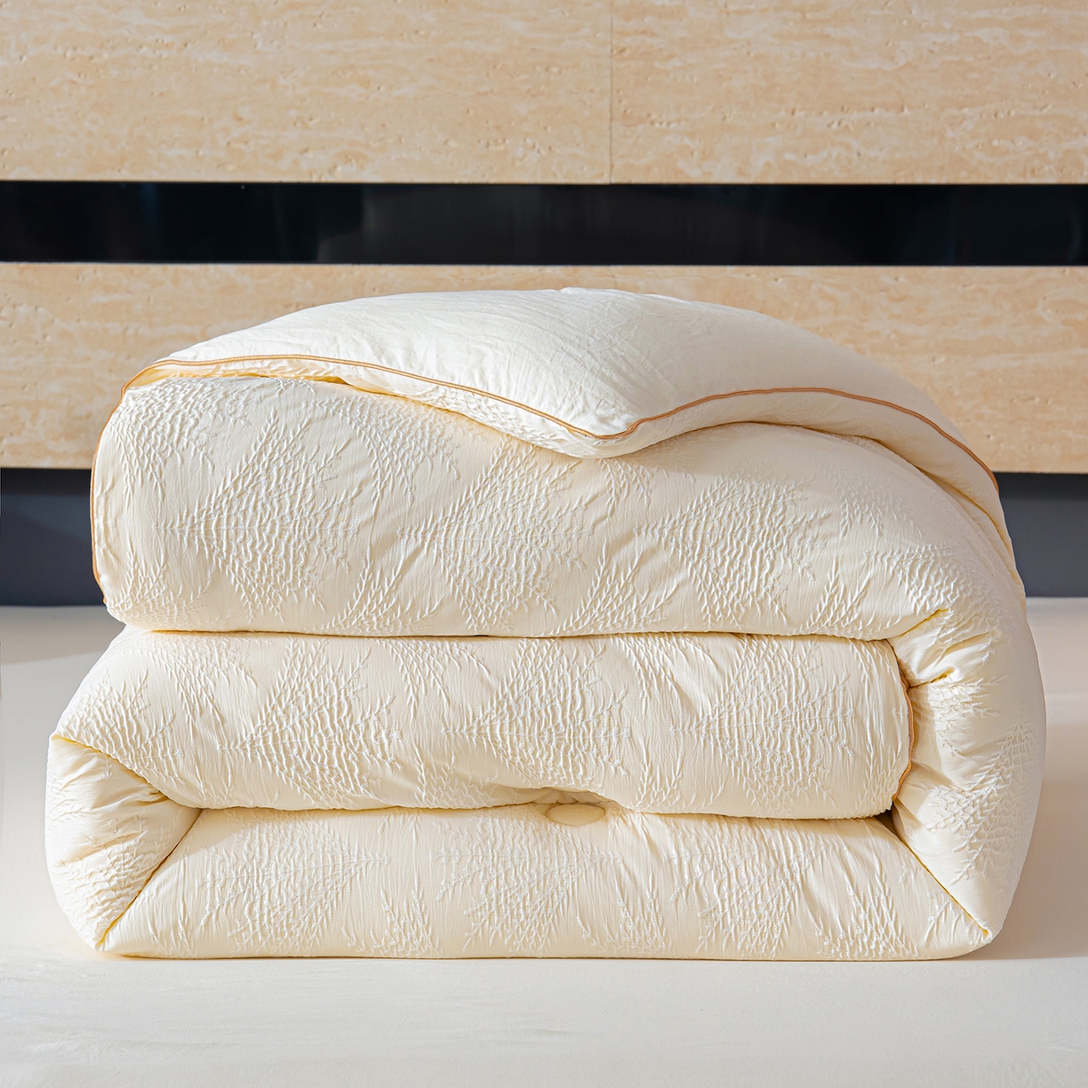 蓝冰家纺 2025新款发财树提花大豆被被子被芯 发财树-米白色