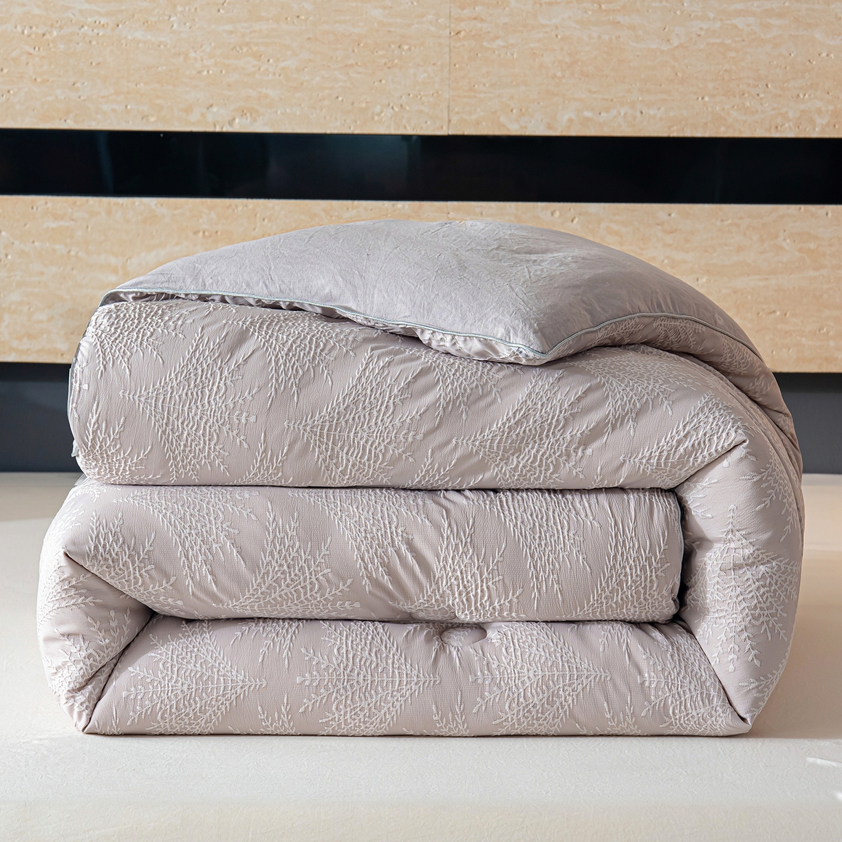 蓝冰家纺 2025新款发财树提花大豆被被子被芯 发财树-浅灰色