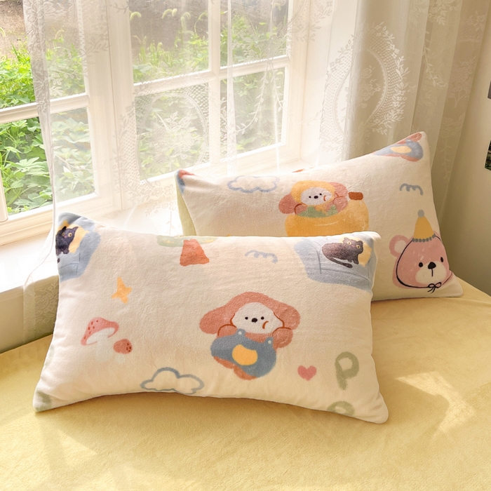 91家纺网 家纺一手货源 找家纺 言一 2025新款A类250G高克重全消光全工艺超柔手感加厚卡通牛奶绒四件套 晴天派对