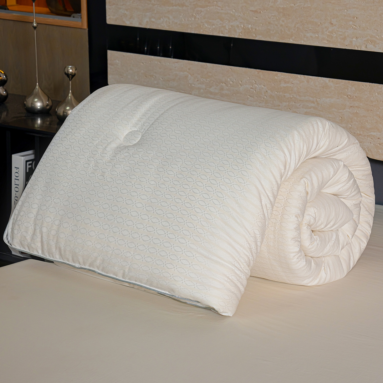 91家纺网 家纺一手货源 找家纺 蓝冰家纺 2025新款发财树提花大豆被被子被芯 提花-浅灰色