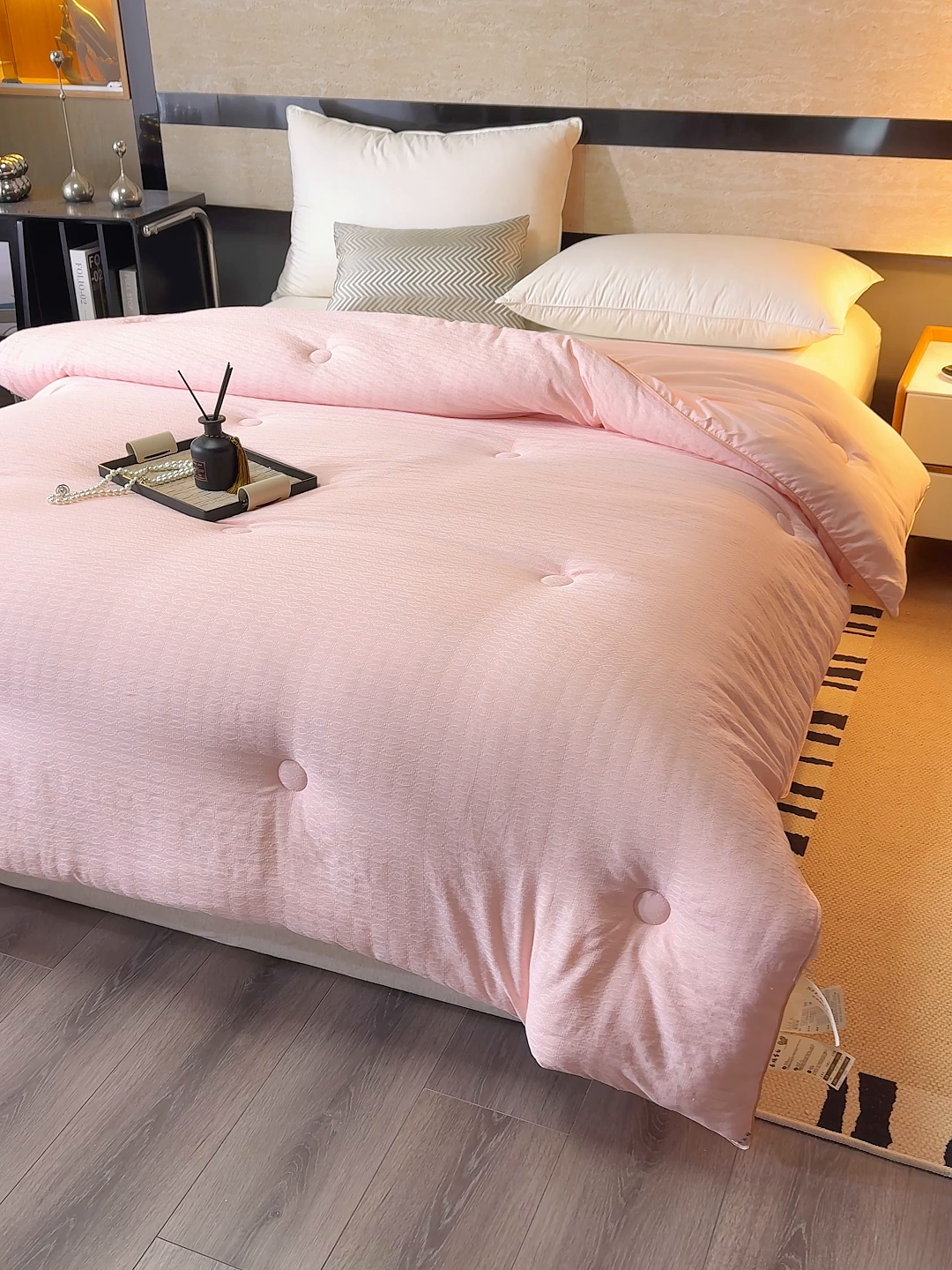 91家纺网 家纺一手货源 找家纺 蓝冰家纺 2025新款发财树提花大豆被被子被芯 提花-玉色