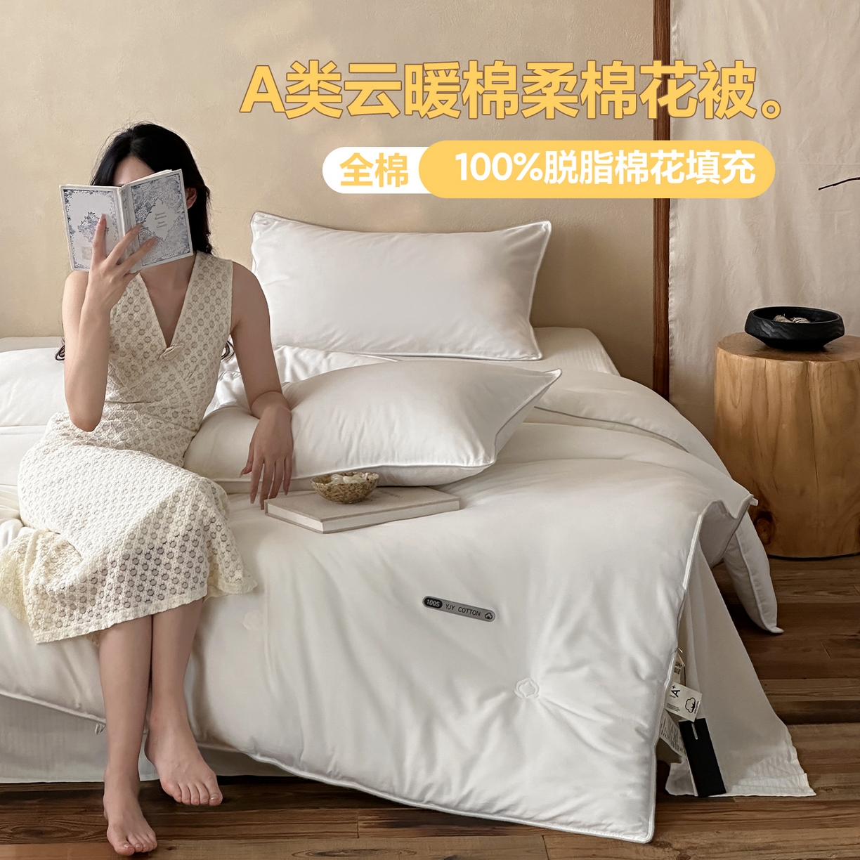 91家纺网 家纺一手货源 找家纺 （总）一加一 2025新款A类云暖棉柔棉花被子被芯,初白