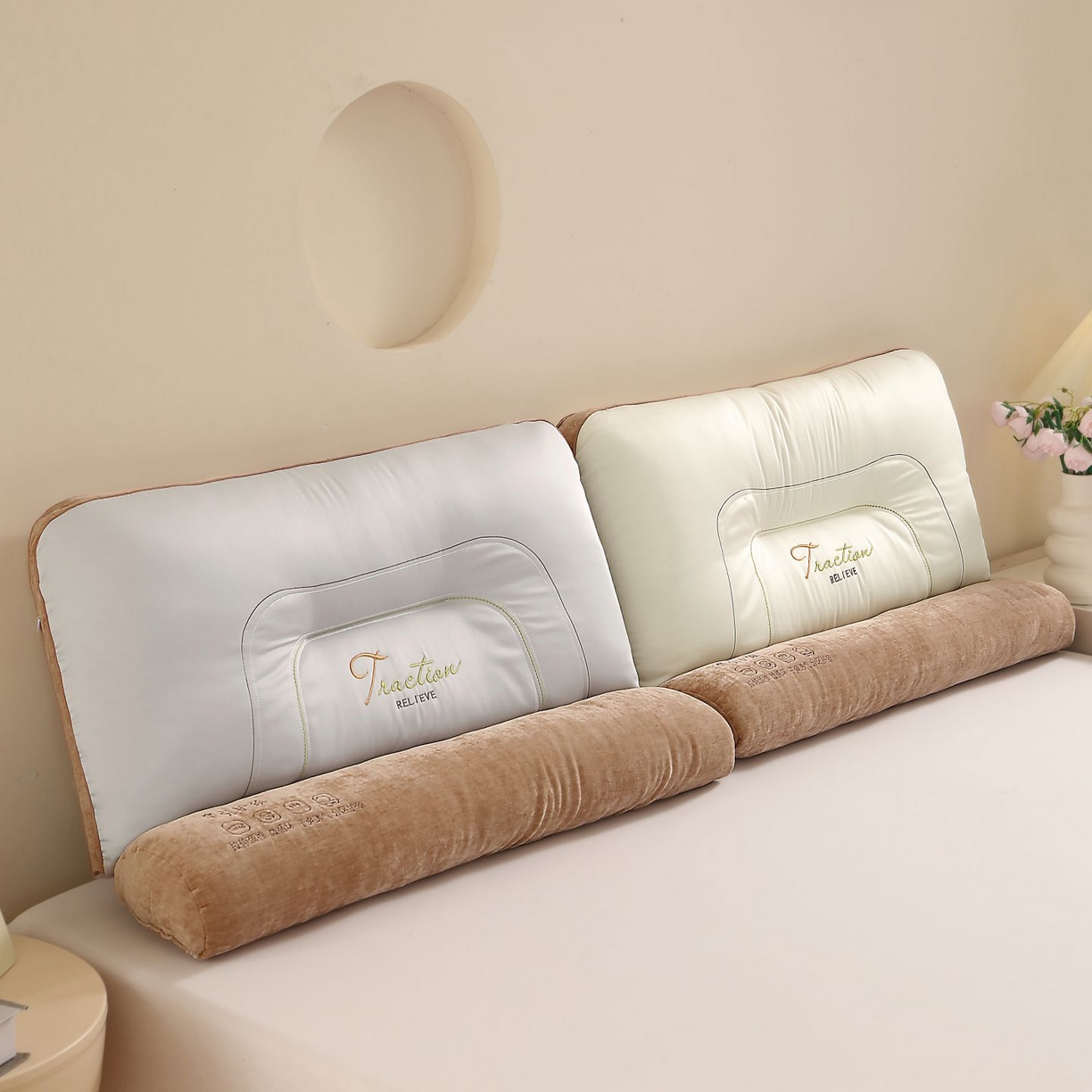 91家纺网 家纺一手货源 找家纺 晚儿 2025新款牵引护颈枕枕头枕芯 组合