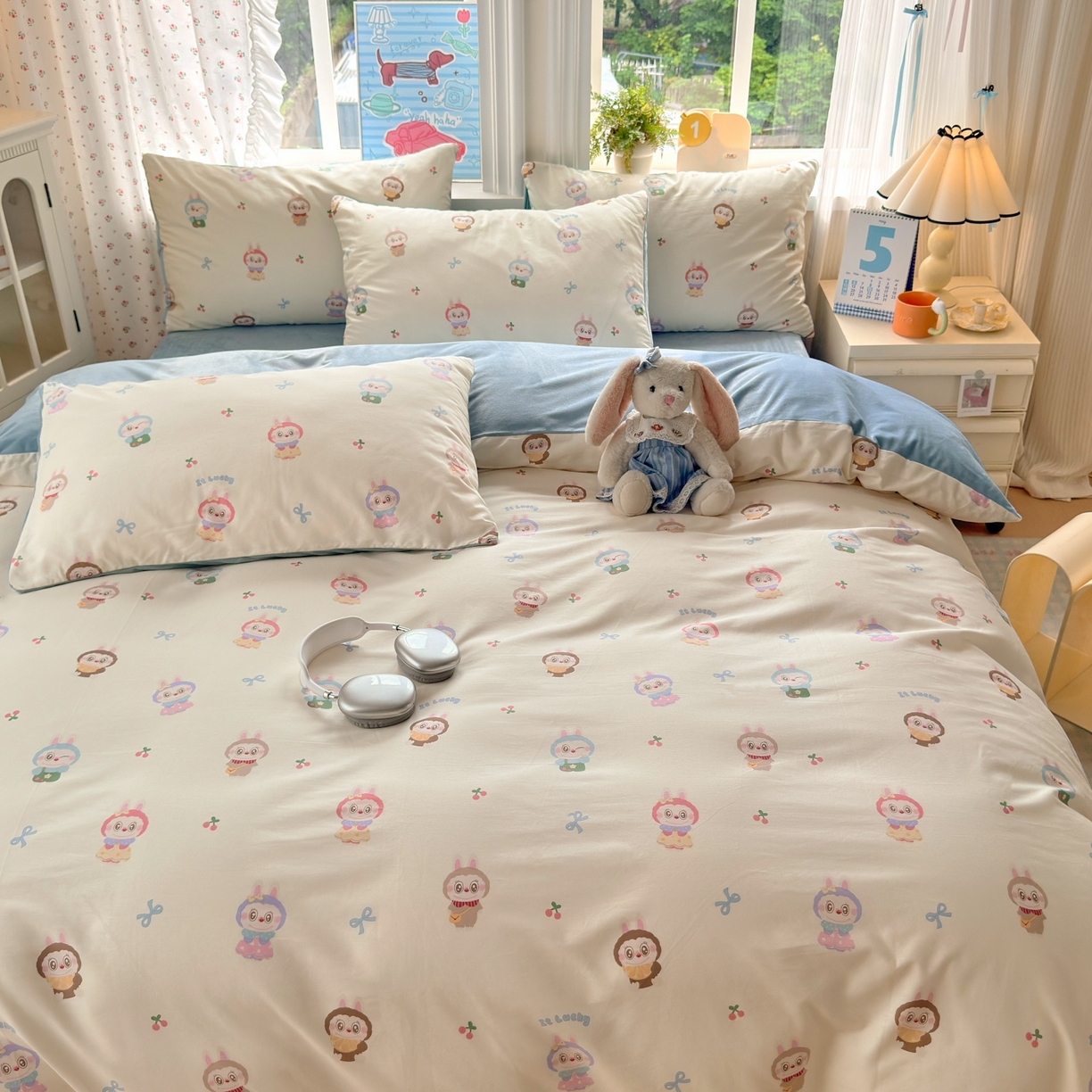 91家纺网 家纺一手货源 找家纺 清雅福 2025秋冬新品全棉印花棉加绒四件套系列 棉绒-大眼公仔