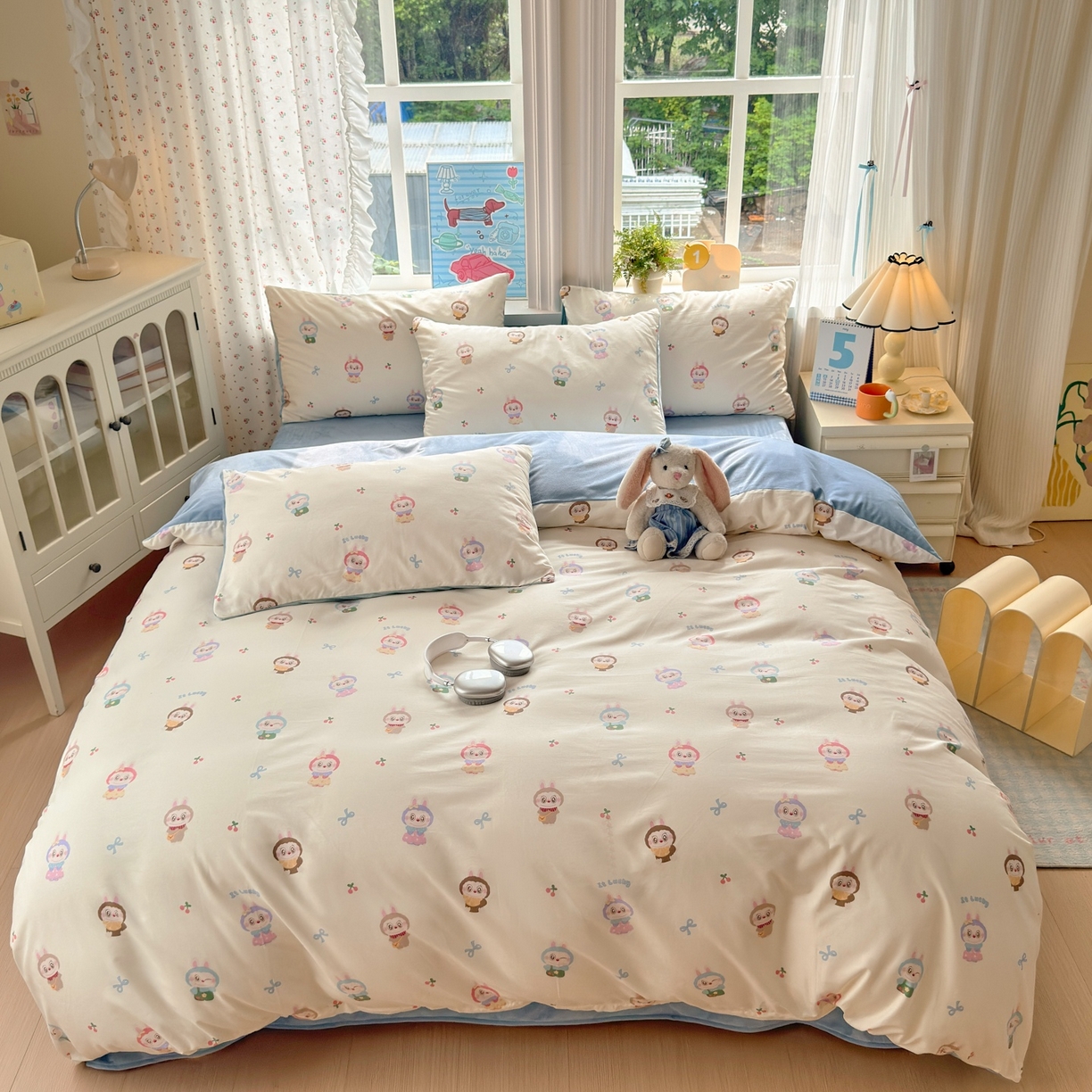 91家纺网 家纺一手货源 找家纺 清雅福 2025秋冬新品全棉印花棉加绒四件套系列 棉绒-大眼公仔