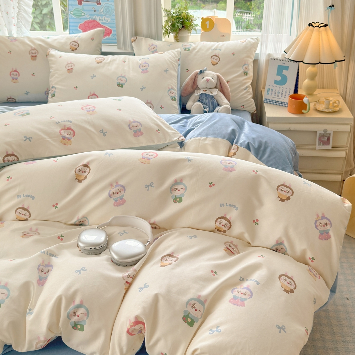 91家纺网 家纺一手货源 找家纺 清雅福 2025秋冬新品全棉印花棉加绒四件套系列 棉绒-大眼公仔