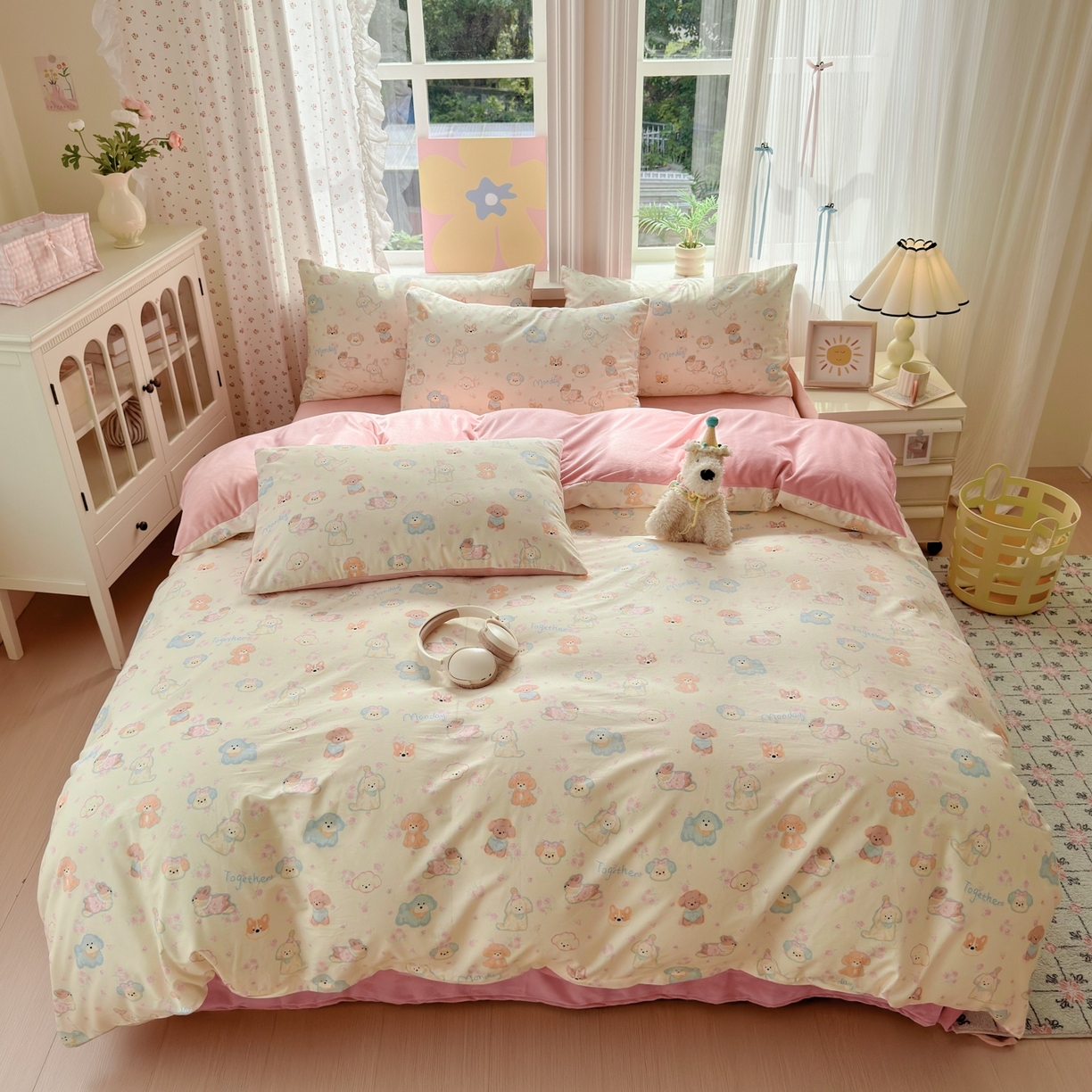 91家纺网 家纺一手货源 找家纺 清雅福 2025秋冬新品全棉印花棉加绒四件套系列 棉绒-狗狗家族