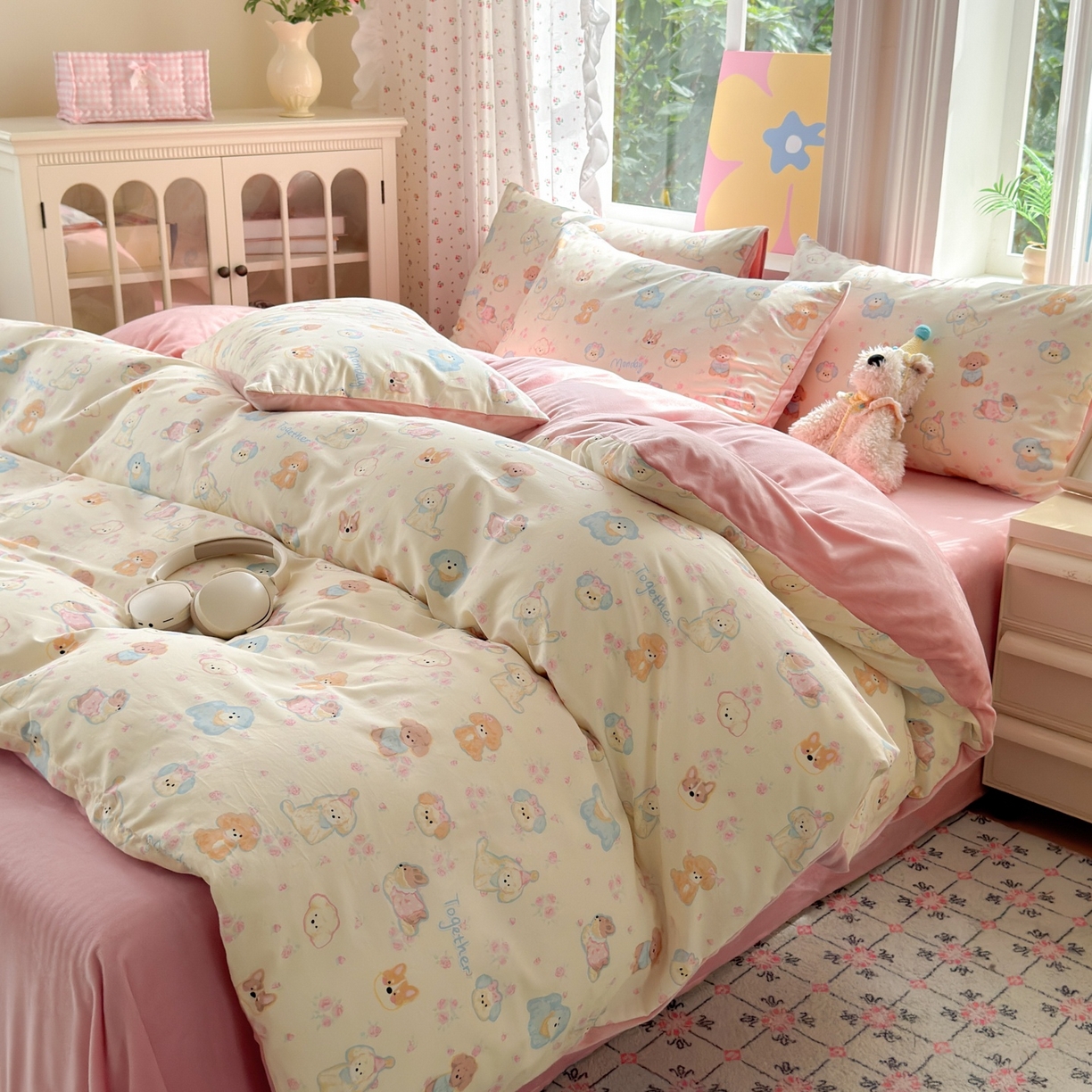 91家纺网 家纺一手货源 找家纺 清雅福 2025秋冬新品全棉印花棉加绒四件套系列 棉绒-狗狗家族