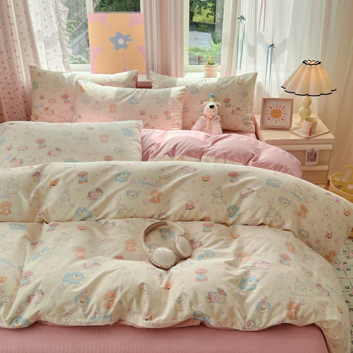 91家纺网 家纺一手货源 找家纺 清雅福 2025秋冬新品全棉印花棉加绒四件套系列 棉绒-狗狗家族