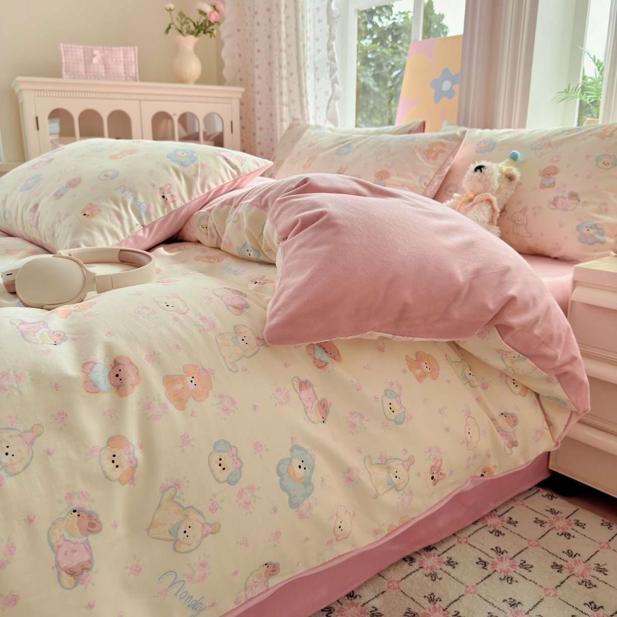 91家纺网 家纺一手货源 找家纺 清雅福 2025秋冬新品全棉印花棉加绒四件套系列 棉绒-狗狗家族