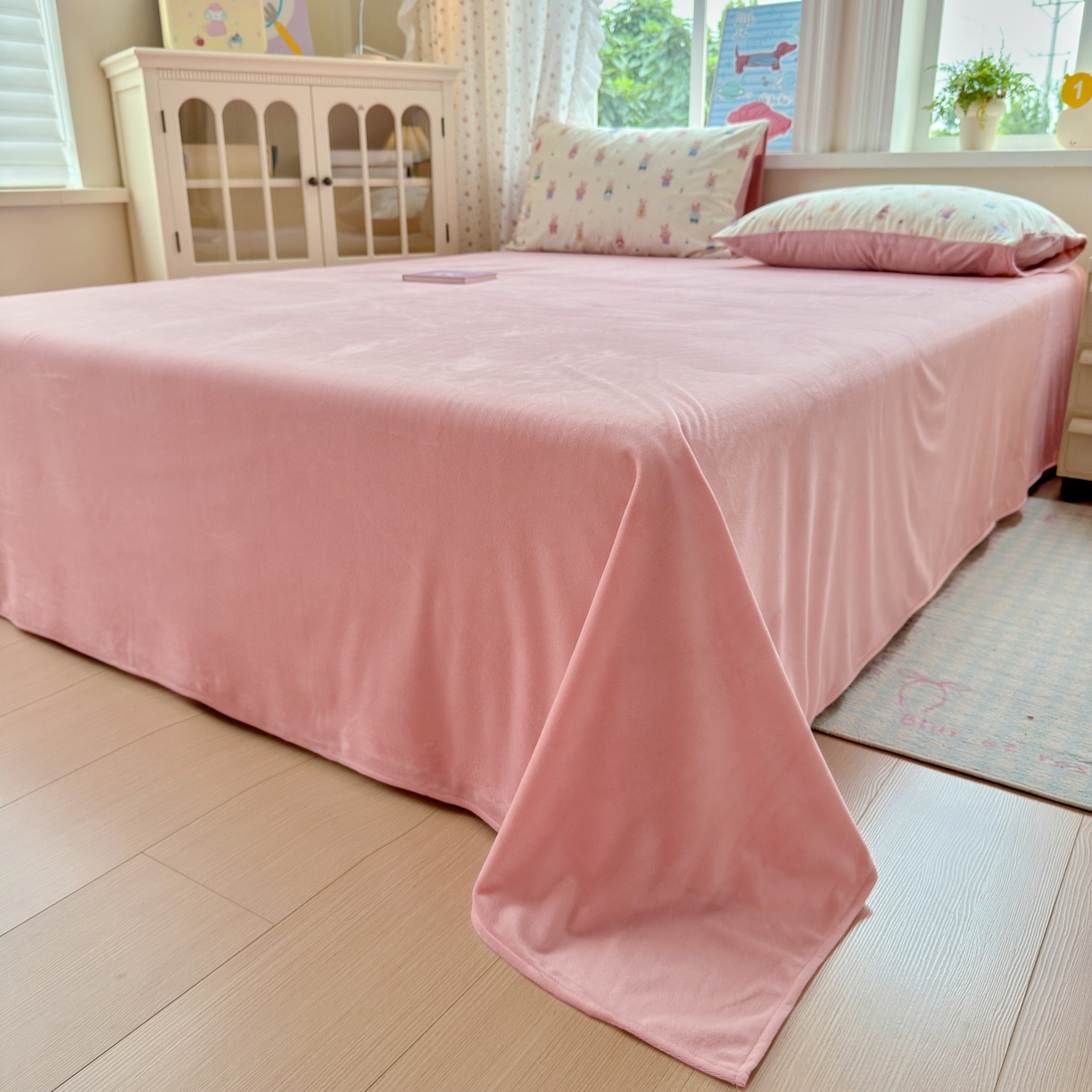 91家纺网 家纺一手货源 找家纺 清雅福 2025秋冬新品全棉印花棉加绒四件套系列 棉绒-果冻兔