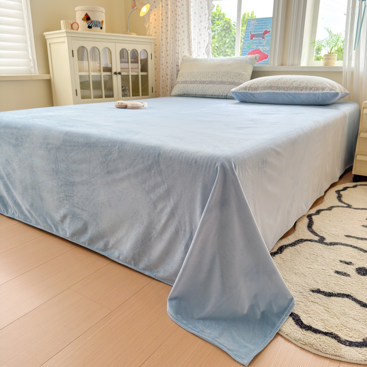 91家纺网 家纺一手货源 找家纺 清雅福 2025秋冬新品全棉印花棉加绒四件套系列 棉绒-花边兔