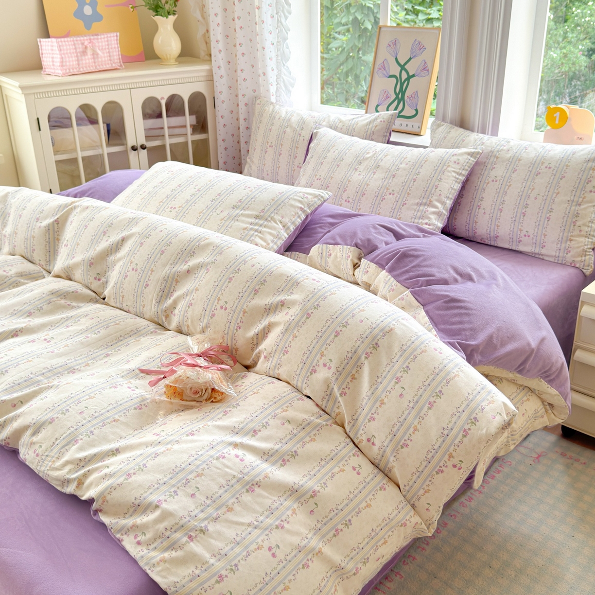 清雅福 2025秋冬新品全棉印花棉加绒四件套系列 棉绒-花季时光