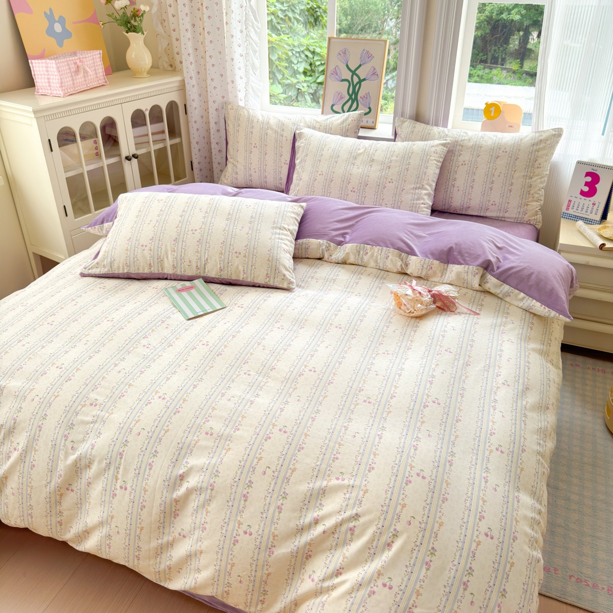 91家纺网 家纺一手货源 找家纺 清雅福 2025秋冬新品全棉印花棉加绒四件套系列 棉绒-花季时光