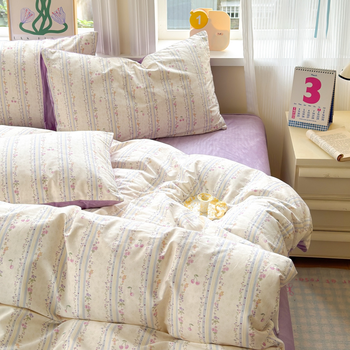 91家纺网 家纺一手货源 找家纺 清雅福 2025秋冬新品全棉印花棉加绒四件套系列 棉绒-花季时光