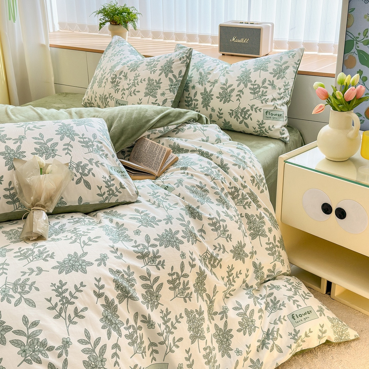 91家纺网 家纺一手货源 找家纺 清雅福 2025秋冬新品全棉印花棉加绒四件套系列 棉绒-绿意黯然