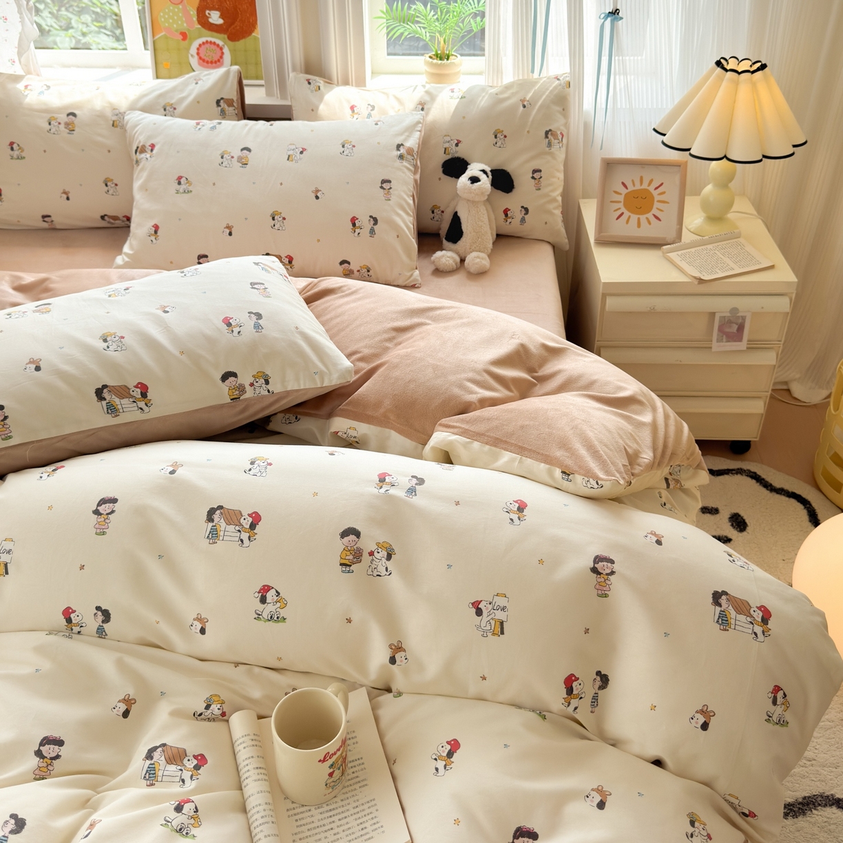 91家纺网 家纺一手货源 找家纺 清雅福 2025秋冬新品全棉印花棉加绒四件套系列 棉绒-派克