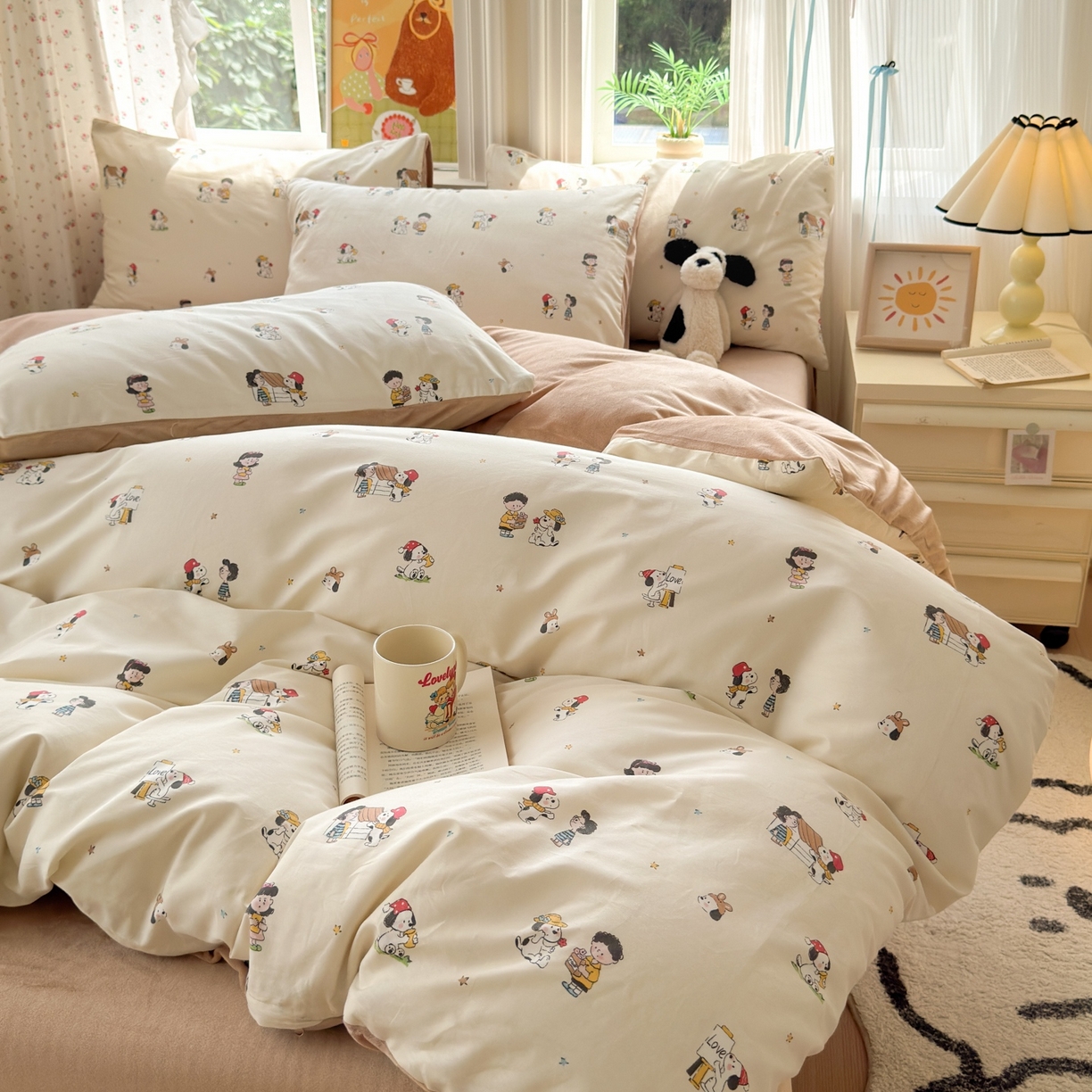 91家纺网 家纺一手货源 找家纺 清雅福 2025秋冬新品全棉印花棉加绒四件套系列 棉绒-派克