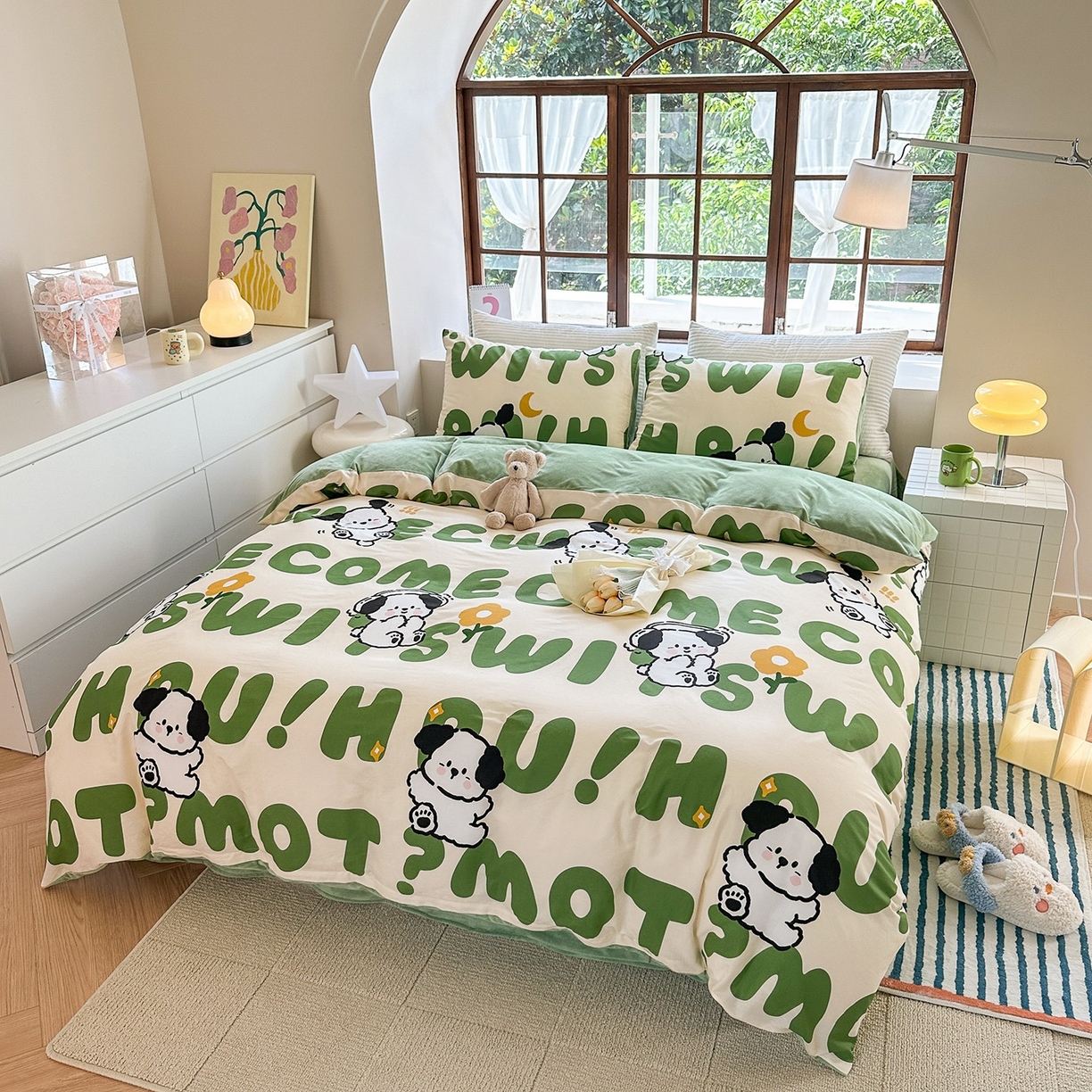 91家纺网 家纺一手货源 找家纺 清雅福 2025秋冬新品全棉印花棉加绒四件套系列 棉绒-皮皮狗