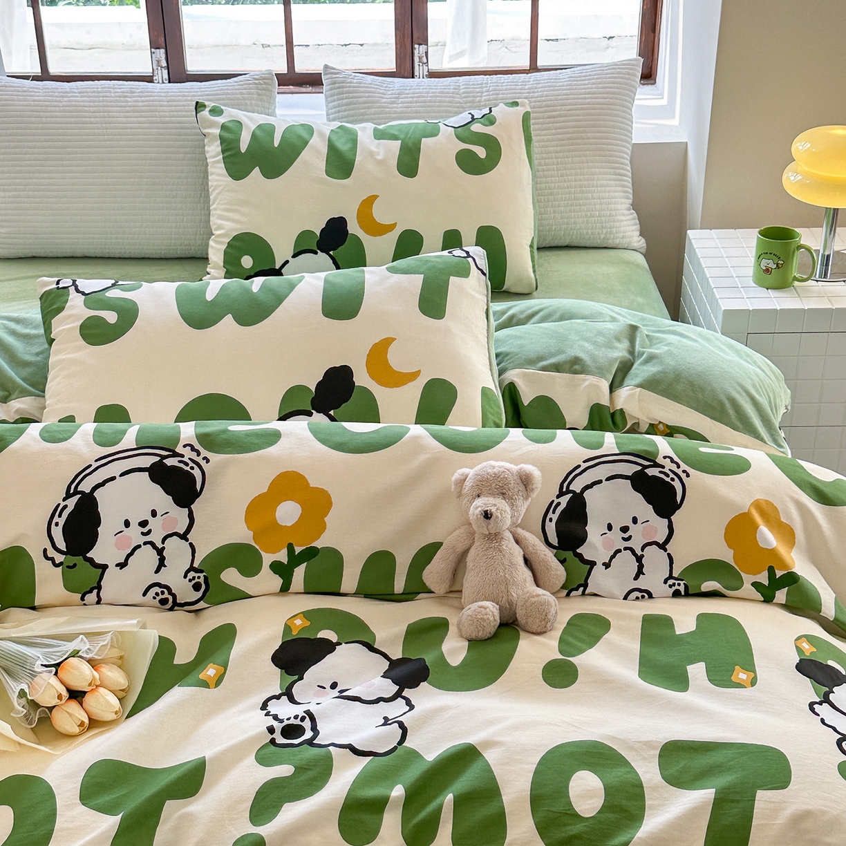 91家纺网 家纺一手货源 找家纺 清雅福 2025秋冬新品全棉印花棉加绒四件套系列 棉绒-皮皮狗