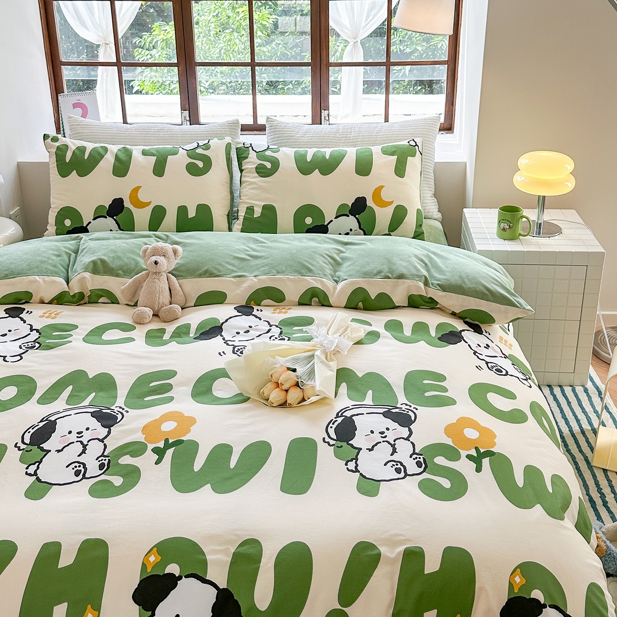 91家纺网 家纺一手货源 找家纺 清雅福 2025秋冬新品全棉印花棉加绒四件套系列 棉绒-皮皮狗