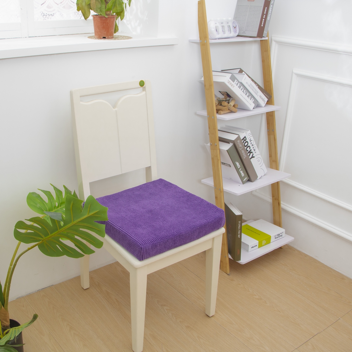 91家纺网 家纺一手货源 找家纺 沐沐家纺 2026新款玉米绒立体坐垫 紫色