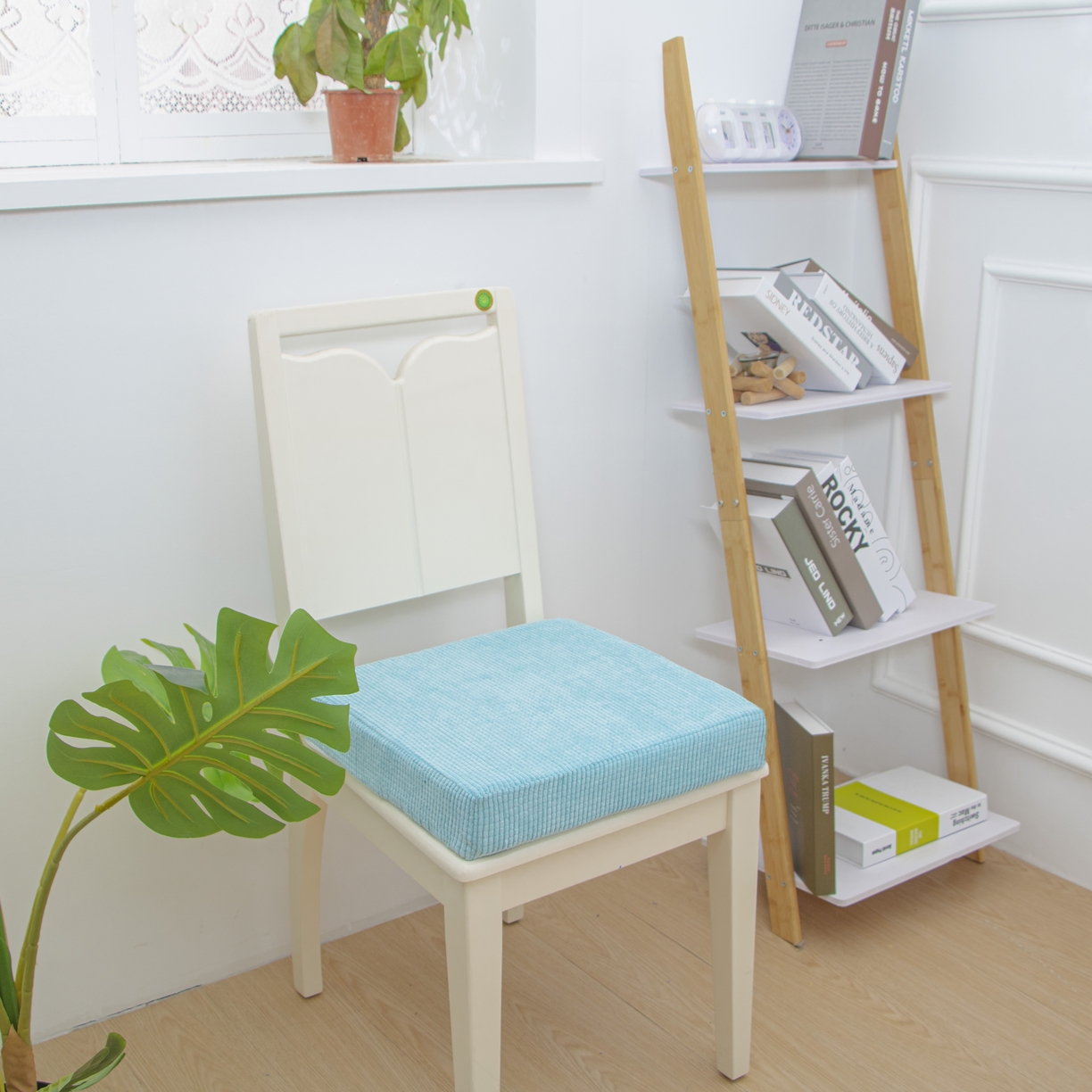 91家纺网 家纺一手货源 找家纺 沐沐家纺 2026新款玉米绒立体坐垫 天蓝