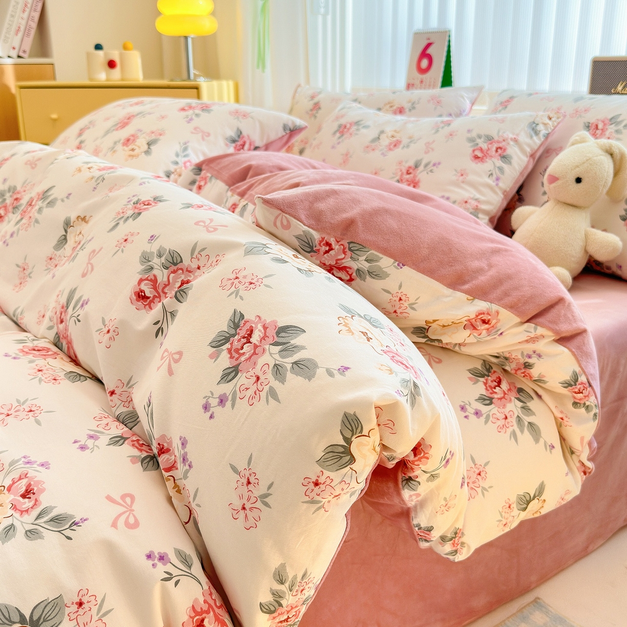 清雅福 2025秋冬新品全棉印花棉加绒四件套系列 棉绒-肉桂乌龙