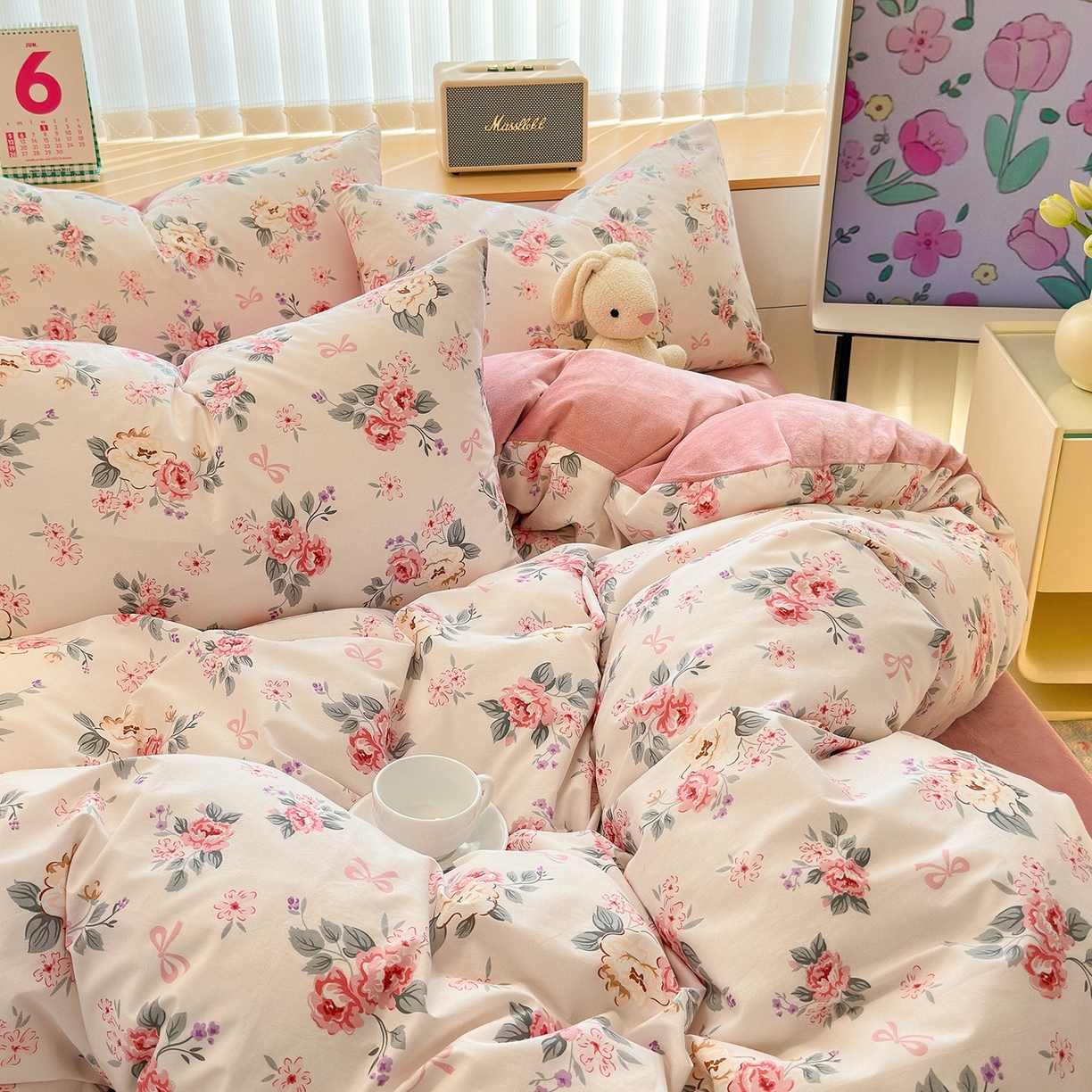 91家纺网 家纺一手货源 找家纺 清雅福 2025秋冬新品全棉印花棉加绒四件套系列 棉绒-肉桂乌龙