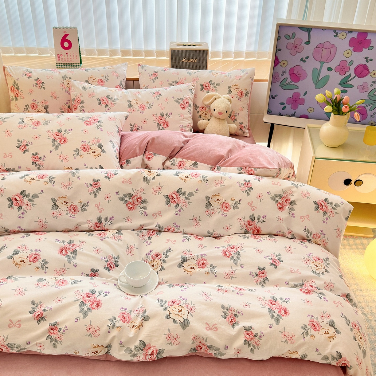 91家纺网 家纺一手货源 找家纺 清雅福 2025秋冬新品全棉印花棉加绒四件套系列 棉绒-肉桂乌龙